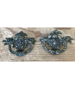 Set Pair 2 Vtg Ornate Brass Metal Drawer Pulls Handles - $1,000.00