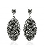 Contemporary Black Plated Marquise Fashion CZ Earring - $34.99