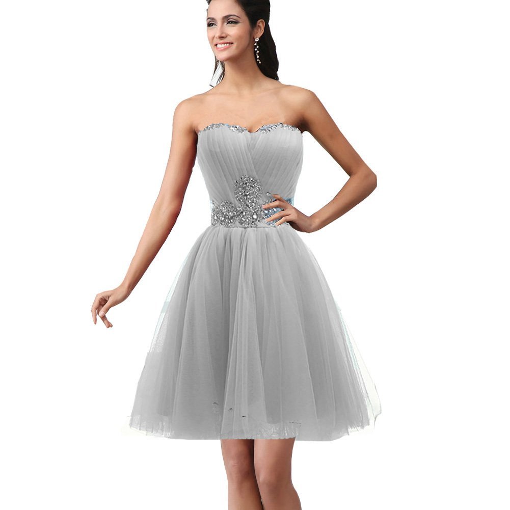 Kivary Women's Short Tulle Beaded Homecoming Dresses US 22