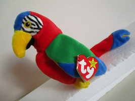 Ty Beanie Babies Jabber Parrot Bird Plush Toy Heart Tag 1997 Tush Tag 1998 - £9.55 GBP