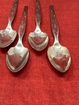 4 Original Wm Rogers Mfg & Co 6" Mcm Starburst Grapefruit Spoon - $18.69