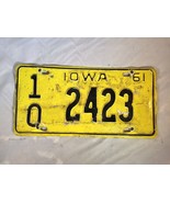 1961 Iowa License Plate # 10 2423 Buchanan County  - €12,67 EUR
