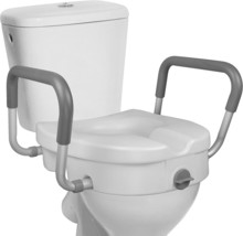 RMS Raised Toilet Seat - 5 Inch Elevated Riser with Adjustable Padded Arms - - £102.21 GBP