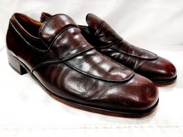 Vintage BROWN LEATHER Brogue Loafer Slip-On Cat&#39;s Paw France Shoes 11 C ... - $49.00