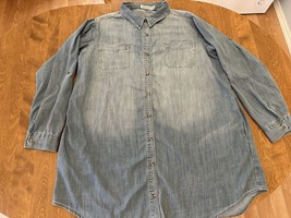 Judy Blue Shirt Women’s 3XL Medium Wash Denim Long Sleeve Button Up One Stain - £11.90 GBP