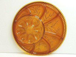 Indiana Amber Tree of Life MCM Deviled Egg Glass Plate VTG Relish Serving Tray - £30.50 GBP