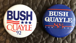 1988 &amp;1992 GEORGE H. W. BUSH QUAYLE campaign pin pinback button presidential VG - £14.87 GBP
