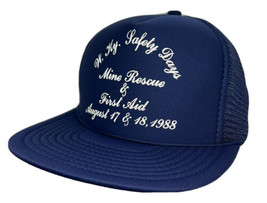 Vintage Mine Rescue Safety Days Hat Cap Snap Back Blue Mesh Trucker Kentucky 80s - £15.81 GBP