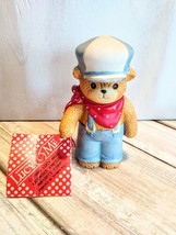  Lucy &amp; Me Train Conductor Bear Lucy Rigg ENESCO 1985 W/Tag Red Bandana Overalls - $7.98