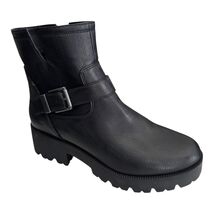 ZODIAC Miller-2 Round Toe Block Heel Black Faux Leather Boots Women’s 10... - $51.29