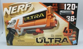 Nerf Gun Ultra Four Blaster E9216 & 4 Ultra Darts Hasbro Single Shot - New - £12.65 GBP