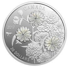 1 Oz Silver Coin 2017 $20 Canada Pearl Flowers Mother of Pearl Embellishments - £99.01 GBP