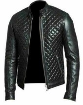 Mens Quilted Motorcycle Cafe Racer Black Biker Real Leather Jacket Biker... - €140,00 EUR