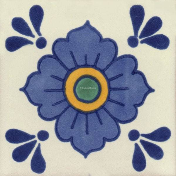 POOL TILES Mexican Talavera Ceramic Frost Proof Handcrafted Tiles - Flow... - $199.00