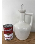 Vtg White Ceramic Crazing Pottery Oil Vinegar Cruet Pitcher Glass Stoppe... - £39.30 GBP