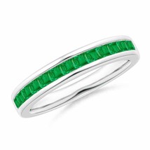 ANGARA Channel Set Square Emerald Half Eternity Band in 14K Gold (AAA Size-1.8) - £625.31 GBP