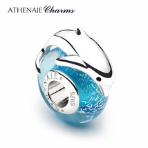 Playful Dolphin Charms fit Bracelet &amp; Necklaces 925 Sterling Silver Italian Mura - £41.71 GBP