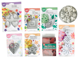 8 Packs Fondant Cut-outs for Cake Decorating Flowers Hearts + New Wilton... - $24.18