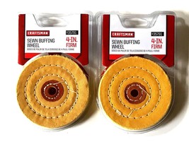 2 CRAFTSMAN 4&quot; SEWN BUFFING WHEEL PAD FIRM 1/2 ARBOR BENCH GRINDER POLIS... - £24.03 GBP