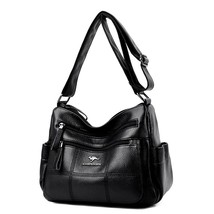 Plaid Women&#39;s Bucket Bag Female Handbags Vintage Soft Leather Crossbody Bags Lar - £40.66 GBP