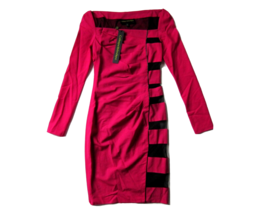 NWT Catherine Malandrino Black Label Psycho Hot Pink Stretch Wool Dress ... - $41.58