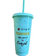 Teacher Motivational Plastic Tumbler Green Cup with Straw 20oz - $285.59 MXN