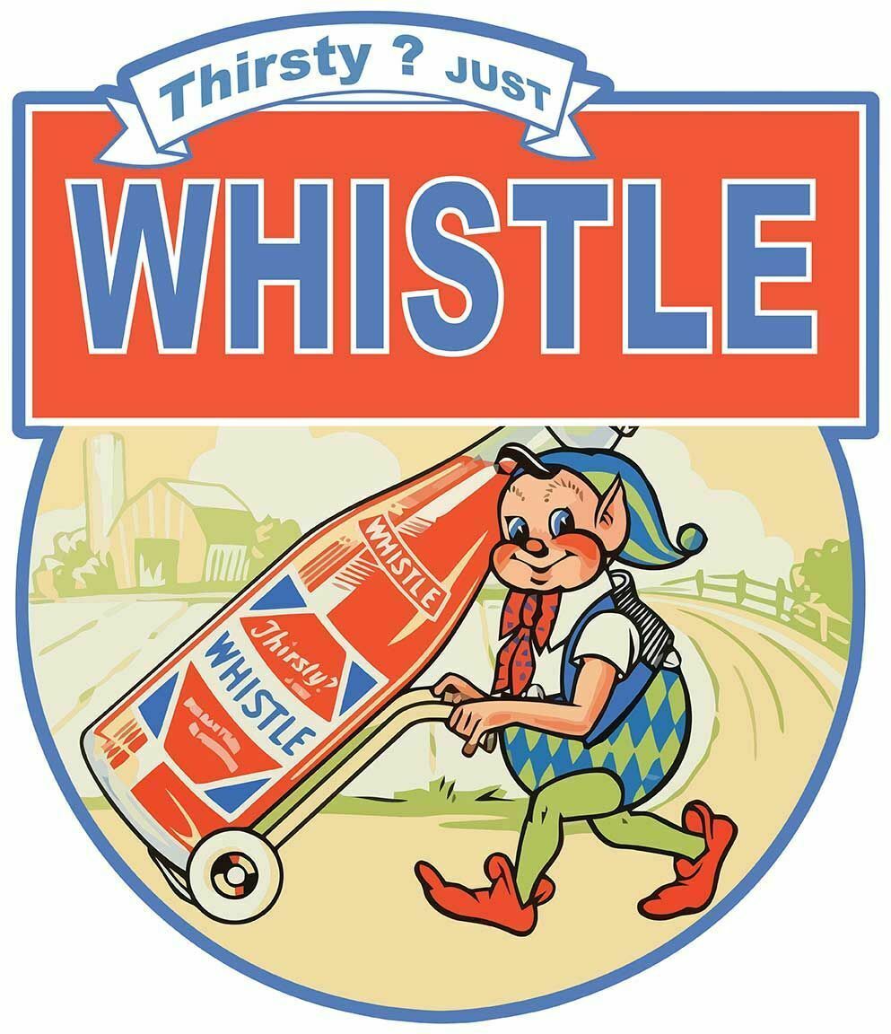 Primary image for Thirsty Just Whistle, Whistle Soda Elf Plasma Cut Metal Sign