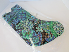 VERA BRADLEY CHRISTMAS STOCKING BLUE RHAPSODY POCKET BELL QUILTED NEW TAG - $7.87