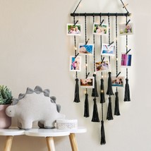 Black Hanging Photo Display Macrame, Black Wall Decor Room Decor, Boho Decor - £34.97 GBP