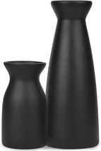 Joynisy Ceramic Vase Set Of 2, Black Matte Boho Vase For Decorative Dried, Black - £28.11 GBP