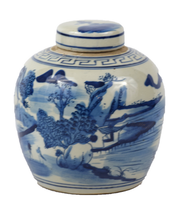 Cute Blue and White Porcelain Ginger Jar 7&quot; Landscape - £52.24 GBP
