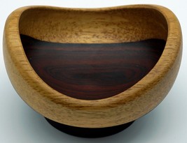 Vintage Small Two Toned Cocobolo Wooden Trinket Bowl Dish - £20.74 GBP