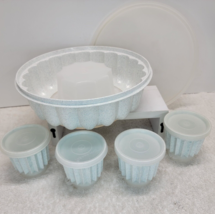 Tupperware Jello Mold Dessert Ring WITH 4 Cups &amp; LIDS Congealed Salads White - $39.59