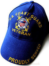 Uscg Coast Guard Veteran Blue Embroidered Baseball Cap Hat - £9.55 GBP