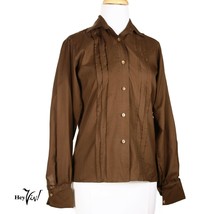 Vintage Dark Brown Button Up Shirt by Mr Alex - Fold Up Cuffs - Sz M/L - Hey Viv - £19.75 GBP
