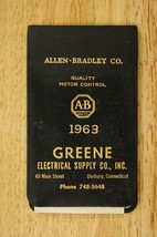 Vintage Advertising Paper Allen Bradley 1963 Green Electric Supply Danbury CT - £10.19 GBP