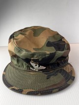 Military Woodland Camo Cap Sz 7.5 – DLA100-84-C487 w/ Neck Flaps &amp; Pin - $8.06