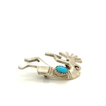 Vintage Signed Sterling Native American Hopi Kokopelli Dance Turquoise Brooch - £35.61 GBP