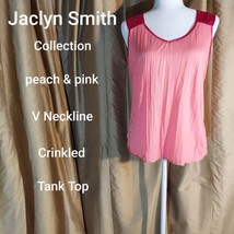 Jaclyn Smith Collection Peach &amp; Pink Crinkled Tank Top Size S - £4.70 GBP