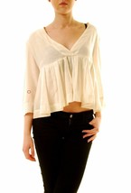 FREE PEOPLE Damen Top Noyal Falten On Me Elegant Stilvoll Elfenbein Größe S - £38.16 GBP