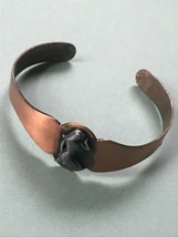 Vintage Scalloped Solid Copper w Silvertone Mermaid Medallion Cuff Bangle Bracel - £14.80 GBP