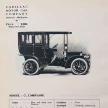 1908 Cadillac Model G Limousine Catalog Advertisement Automobilia F17M2 - $42.24 CAD