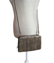 VTG Lauren Alexandra Womens Taupe Brown Leather Snakeskin Crossbody Bag Purse - £25.50 GBP