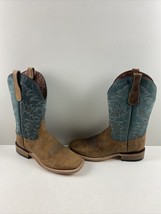 NWOB Circle G Tan/Blue Embroidery Leather Square Toe Western Boots Mens Size 8 D - £90.81 GBP