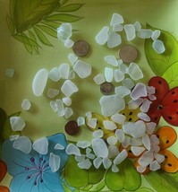 40+ Pieces ~ Genuine Lake Erie Beach Glass ~ Surf Tumbled ~ White in Color (324) - £17.67 GBP