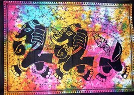 Traditional Jaipur Tie Dye Elephants Poster, Indian Wall Decor, Hippie T... - £7.96 GBP