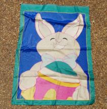 Embroidered Easter Bunny Spring Flag Double Side 28x40 Blue Green Pink P... - $13.52
