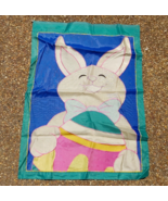 Embroidered Easter Bunny Spring Flag Double Side 28x40 Blue Green Pink P... - £10.71 GBP