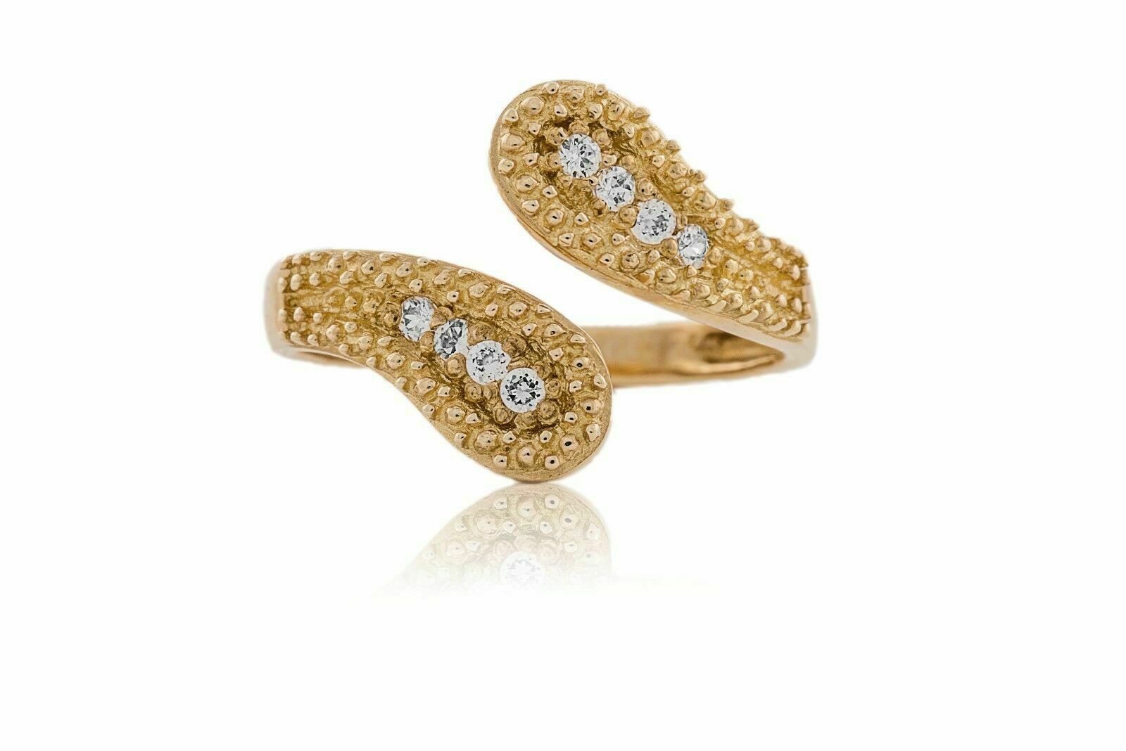 14K Yellow / White Gold Toe Ring Round Created Diamond Adjustable   - £159.85 GBP