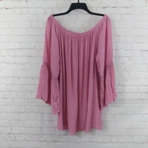 Speed Limit Blouse Womens 3X Pink Off The Shoulder 3/4 Sleeve Flared Boho Top - £15.97 GBP